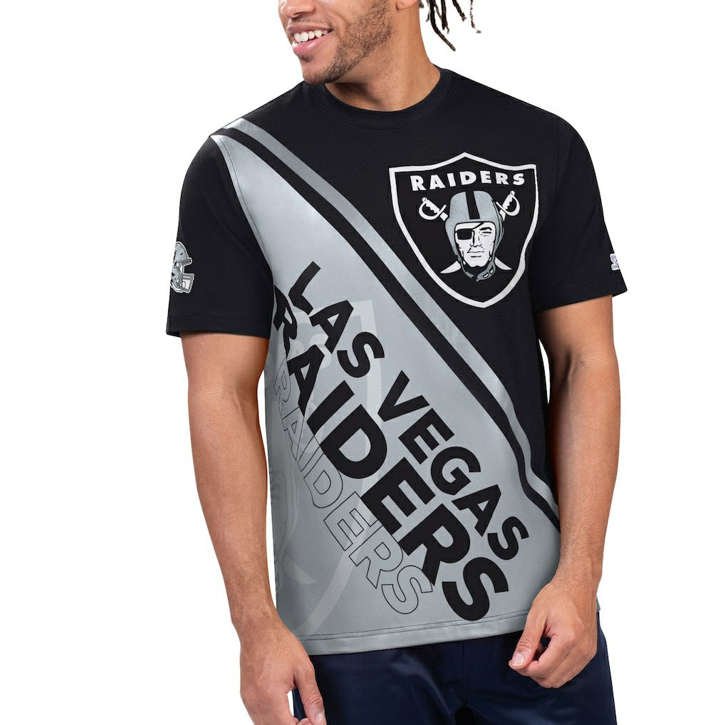 Las Vegas Raiders Starter Finish Line Extreme Graphic T-Shirt - Black/Silver - NFL