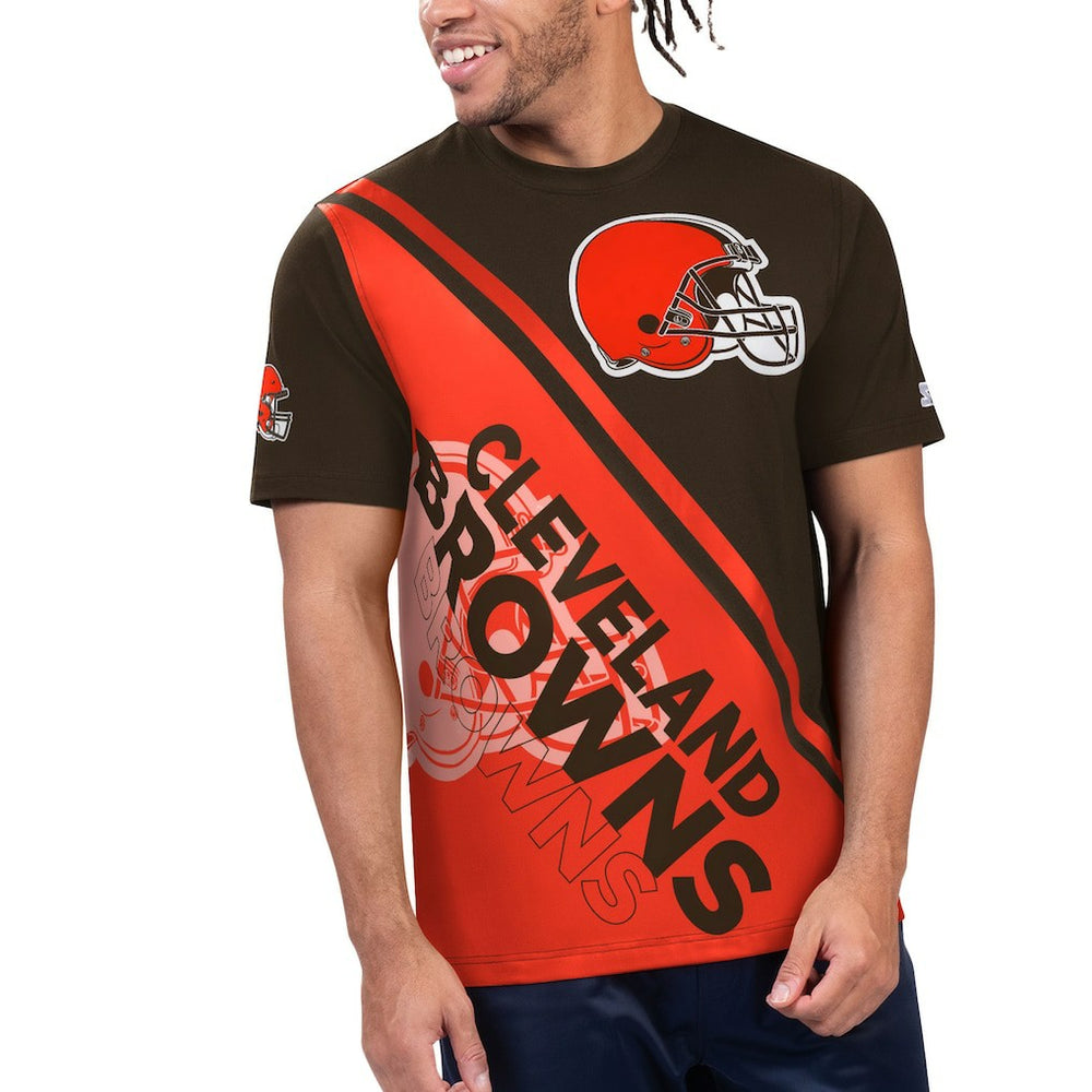 Cleveland Browns Starter Finish Line Extreme Graphic T-Shirt - Brown/Orange - NFL