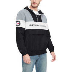 Las Vegas Raiders Tommy Hilfiger Enzo Half-Zip Hoodie Jacket - Black/Silver - NFL