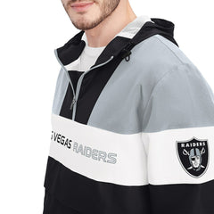 Las Vegas Raiders Tommy Hilfiger Enzo Half-Zip Hoodie Jacket - Black/Silver - NFL