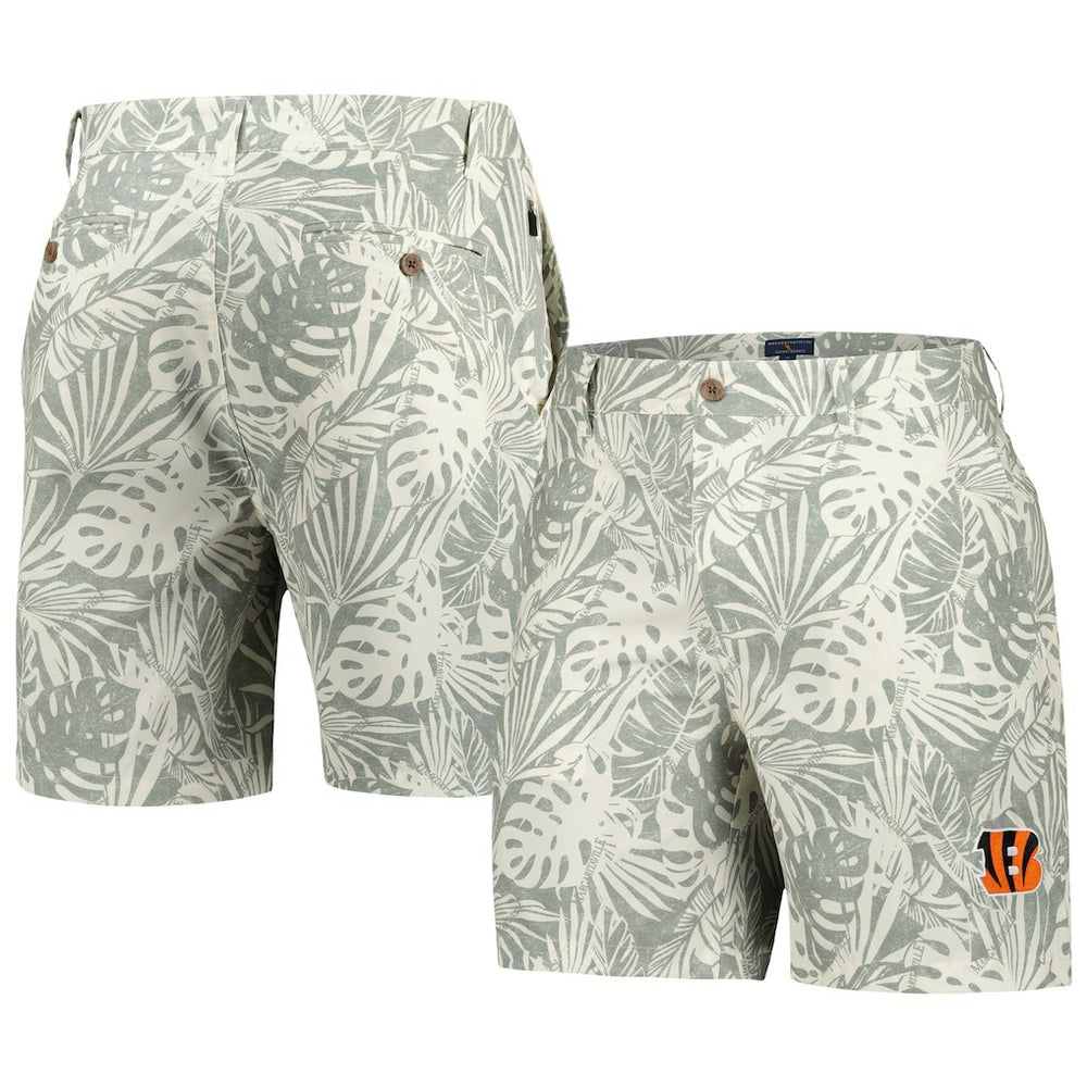 Cincinnati Bengals Margaritaville Sandwashed Monstera Print Amphib Shorts - Gray - NFL