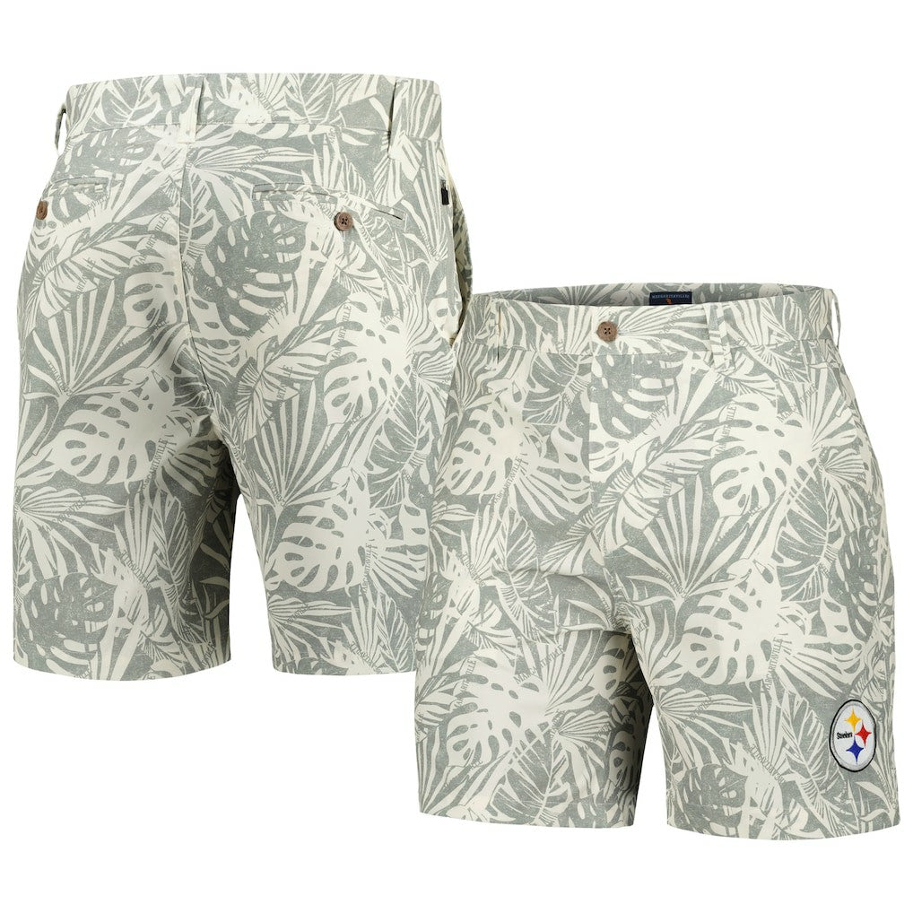 Pittsburgh Steelers Margaritaville Sandwashed Monstera Print Amphib Shorts - Gray - NFL
