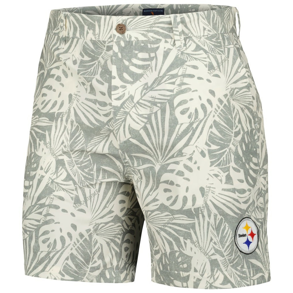 Pittsburgh Steelers Margaritaville Sandwashed Monstera Print Amphib Shorts - Gray - NFL