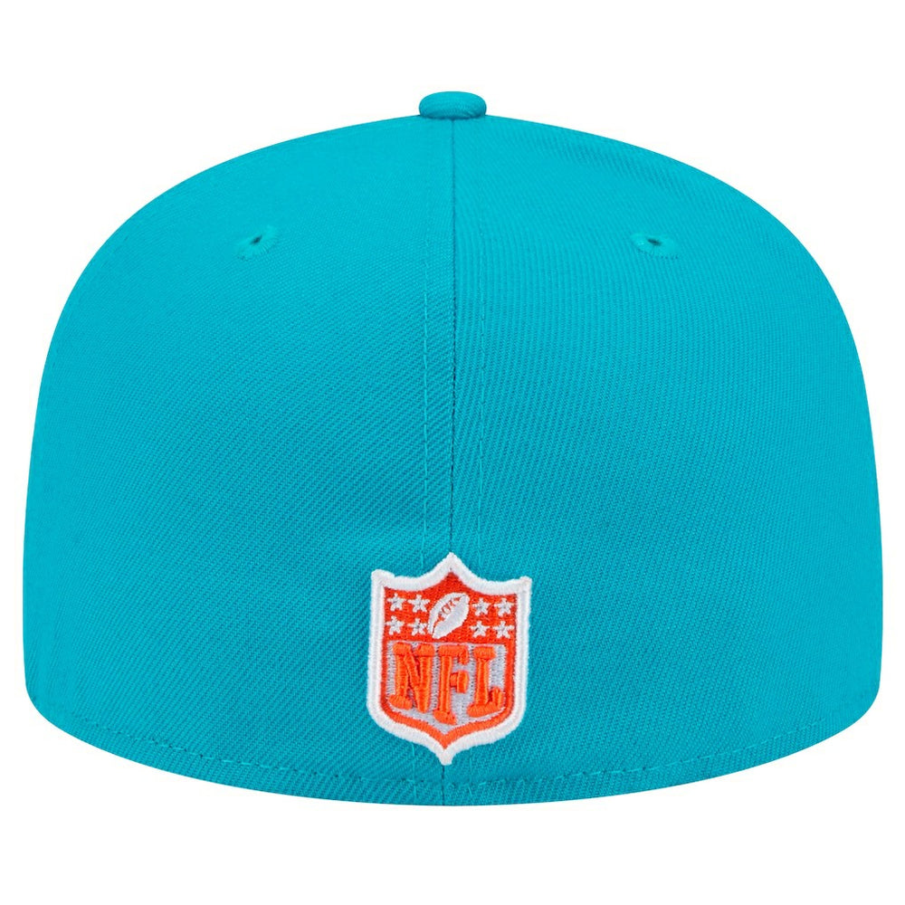 Miami Dolphins New Era Script Sided 59FIFTY Fitted Hat - Aqua - NFL