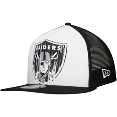 New Era Las Vegas Raiders Distressed 9FIFTY A-Frame Snapback Hat - White/Black - NFL