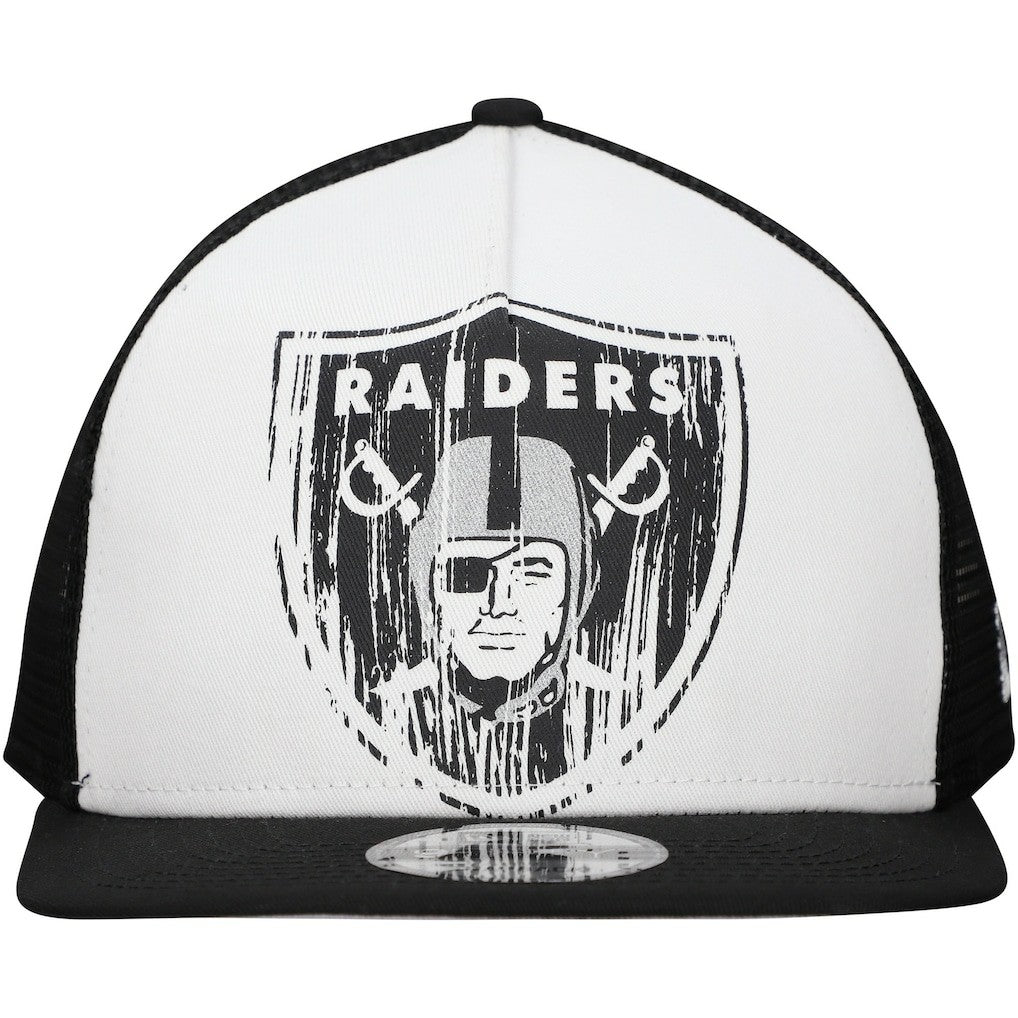 New Era Las Vegas Raiders Distressed 9FIFTY A-Frame Snapback Hat - White/Black - NFL