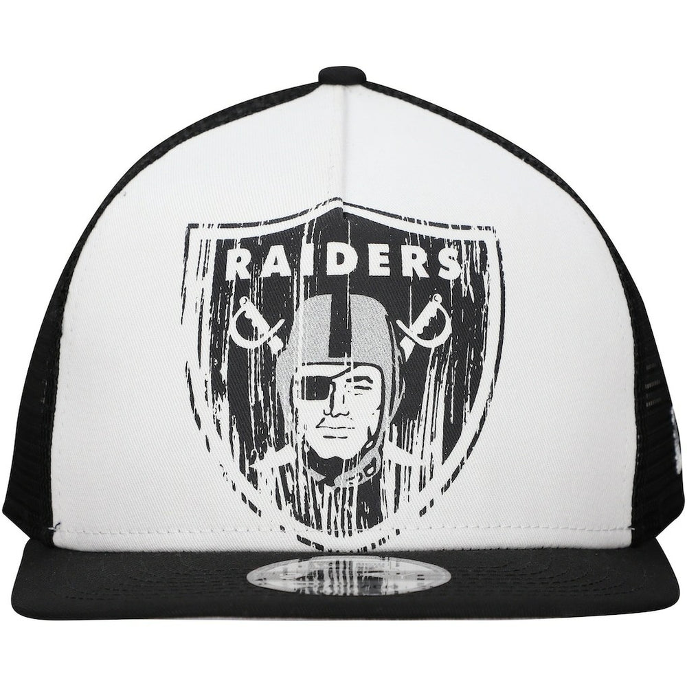 New Era Las Vegas Raiders Distressed 9FIFTY A-Frame Snapback Hat - White/Black - NFL