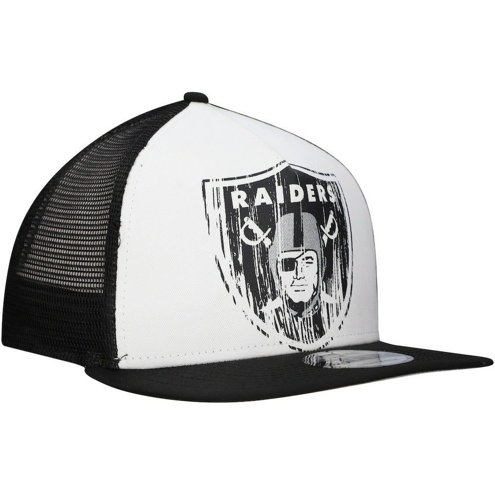 New Era Las Vegas Raiders Distressed 9FIFTY A-Frame Snapback Hat - White/Black - NFL