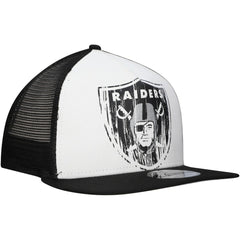 New Era Las Vegas Raiders Distressed 9FIFTY A-Frame Snapback Hat - White/Black - NFL