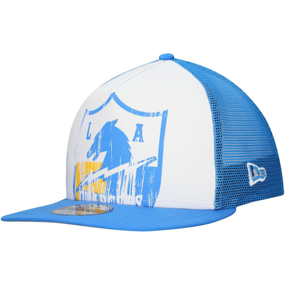 New Era Los Angeles Chargers Distressed 9FIFTY A-Frame Snapback Hat - White/Powder Blue - NFL