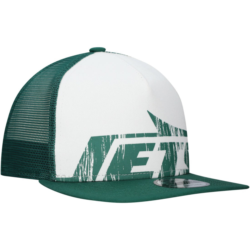 New Era New York Jets Distressed 9FIFTY A-Frame Snapback Hat - White/Green - NFL
