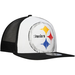 New Era Pittsburgh Steelers Distressed 9FIFTY A-Frame Snapback Hat - White/Black - NFL