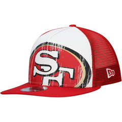 New Era San Francisco 49ers Distressed 9FIFTY A-Frame Snapback Hat - White/Scarlet - NFL