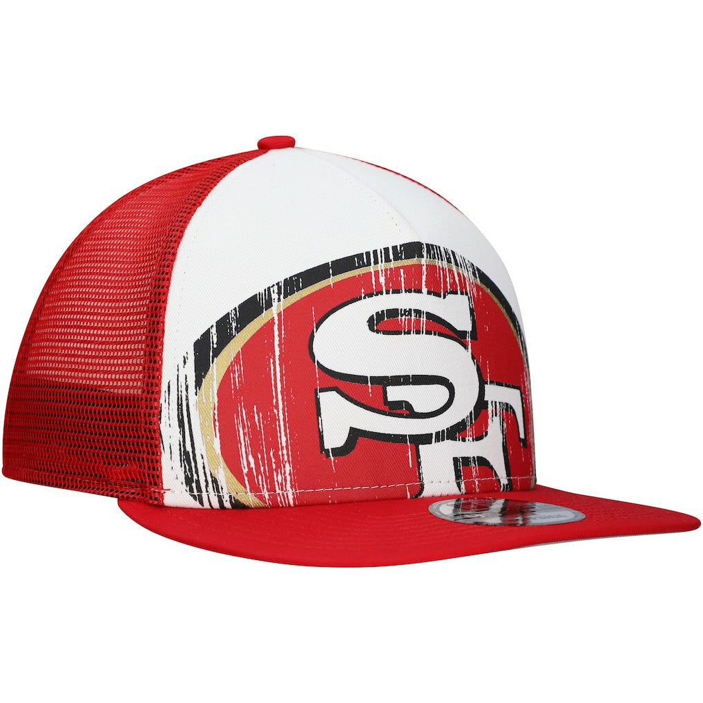 New Era San Francisco 49ers Distressed 9FIFTY A-Frame Snapback Hat - White/Scarlet - NFL