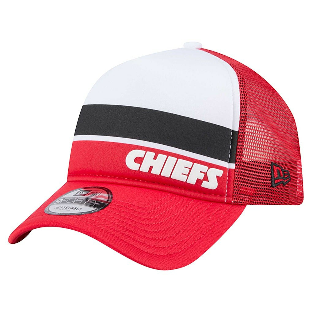 Kansas City Chiefs New Era Sport Night Color Block 9FORTY A-Frame Trucker Adjustable Hat - White/Red - NFL