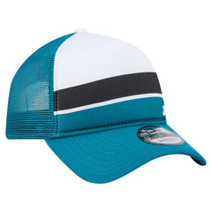 Jacksonville Jaguars New Era Color-Block 9FORTY A-Frame Trucker Adjustable Hat - White/Teal - NFL