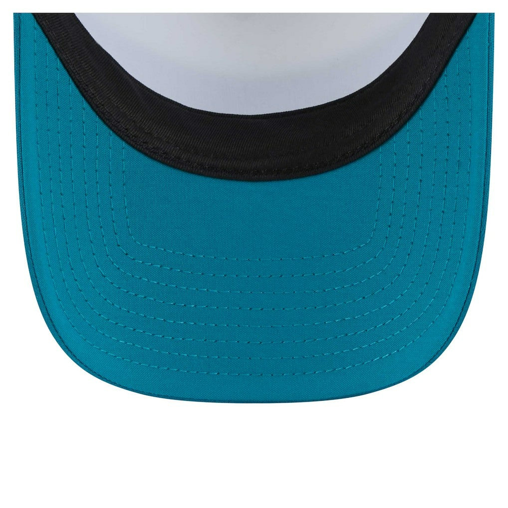 Jacksonville Jaguars New Era Color-Block 9FORTY A-Frame Trucker Adjustable Hat - White/Teal - NFL