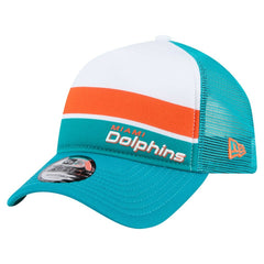 Miami Dolphins New Era Color-Block 9FORTY A-Frame Trucker Adjustable Hat - White/Aqua - NFL