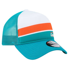 Miami Dolphins New Era Color-Block 9FORTY A-Frame Trucker Adjustable Hat - White/Aqua - NFL