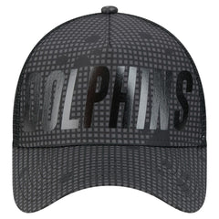 Miami Dolphins New Era Midnight Ink Tonal Text A-Frame Trucker 9FORTY Adjustable Hat - Black - NFL