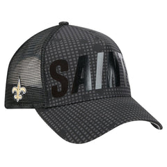 New Orleans Saints New Era Midnight Ink Tonal Text A-Frame Trucker 9FORTY Adjustable Hat - Black - NFL