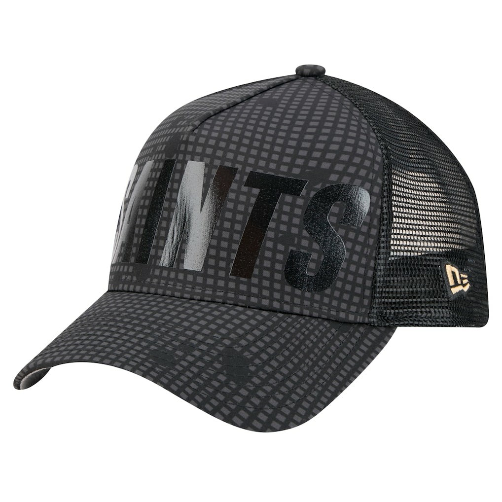 New Orleans Saints New Era Midnight Ink Tonal Text A-Frame Trucker 9FORTY Adjustable Hat - Black - NFL