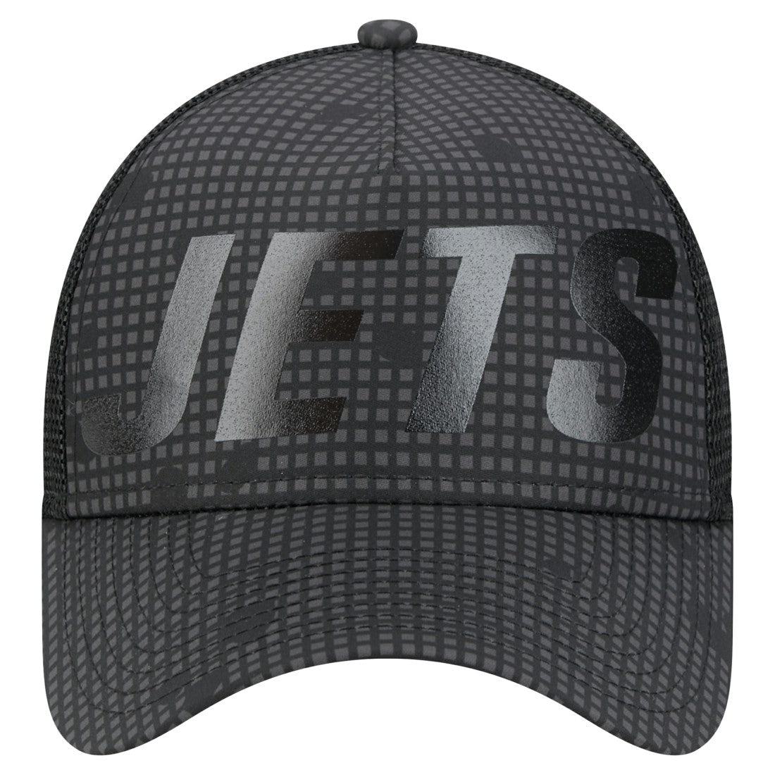 New York Jets New Era Throwback Midnight Ink Tonal Text A-Frame Trucker 9FORTY Adjustable Hat - Black - NFL