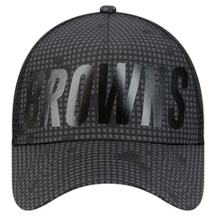 Cleveland Browns New Era Throwback Midnight Ink Tonal Text A-Frame Trucker 9FORTY Adjustable Hat - Black - NFL