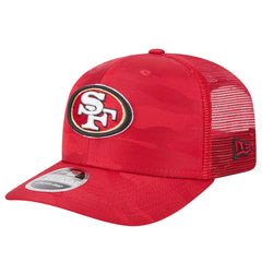 San Francisco 49ers New Era Adventure Camo Trucker 9SEVENTY Stretch-Snap Adjustable Hat - Scarlet - NFL