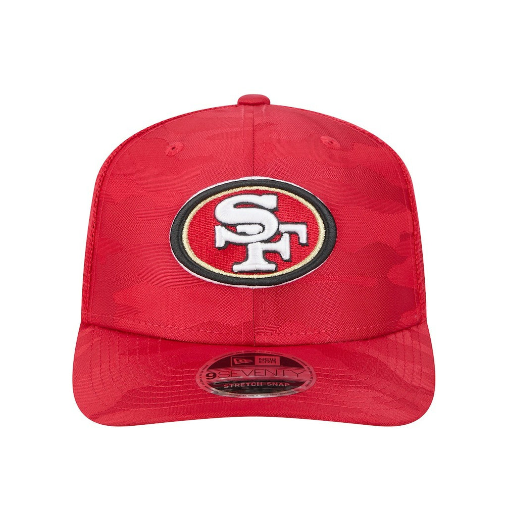 San Francisco 49ers New Era Adventure Camo Trucker 9SEVENTY Stretch-Snap Adjustable Hat - Scarlet - NFL