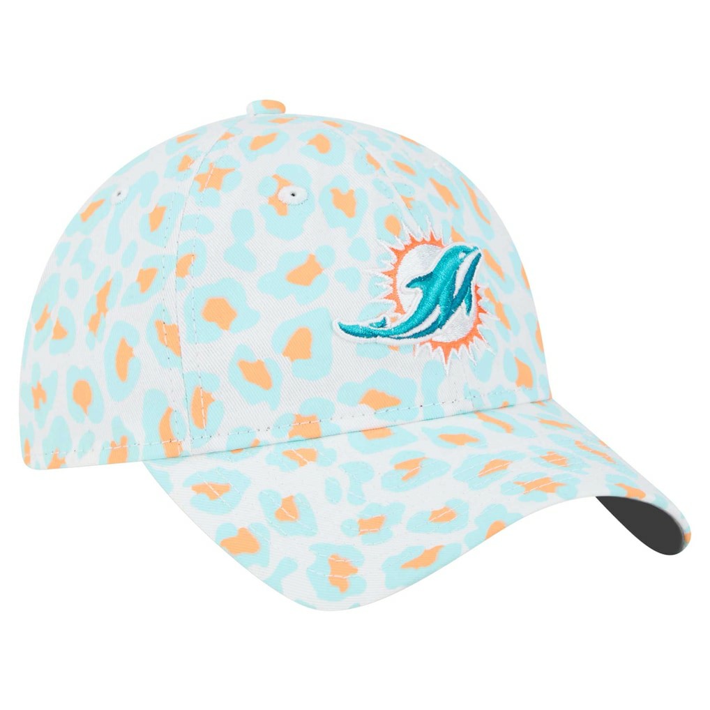 Miami Dolphins New Era Women's Active Leopard 9TWENTY Adjustable Hat - White - NFL