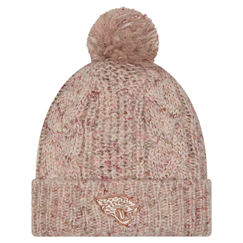 Jacksonville Jaguars New Era Women's Trendy Tone Cuffed Knit Hat with Pom - Stone - NFL