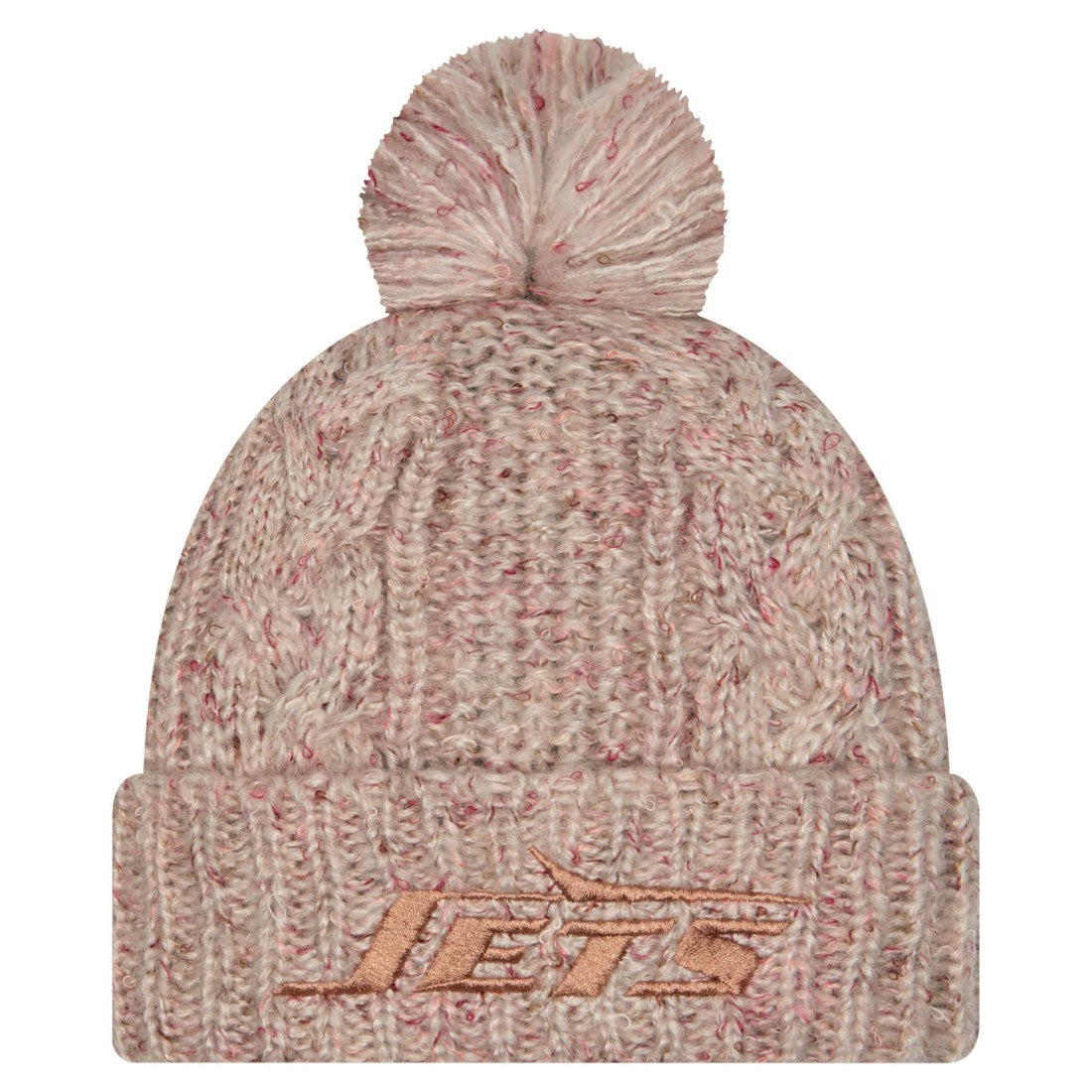 New York Jets New Era Women's Trendy Tone Cuffed Knit Hat with Pom - Stone - NFL