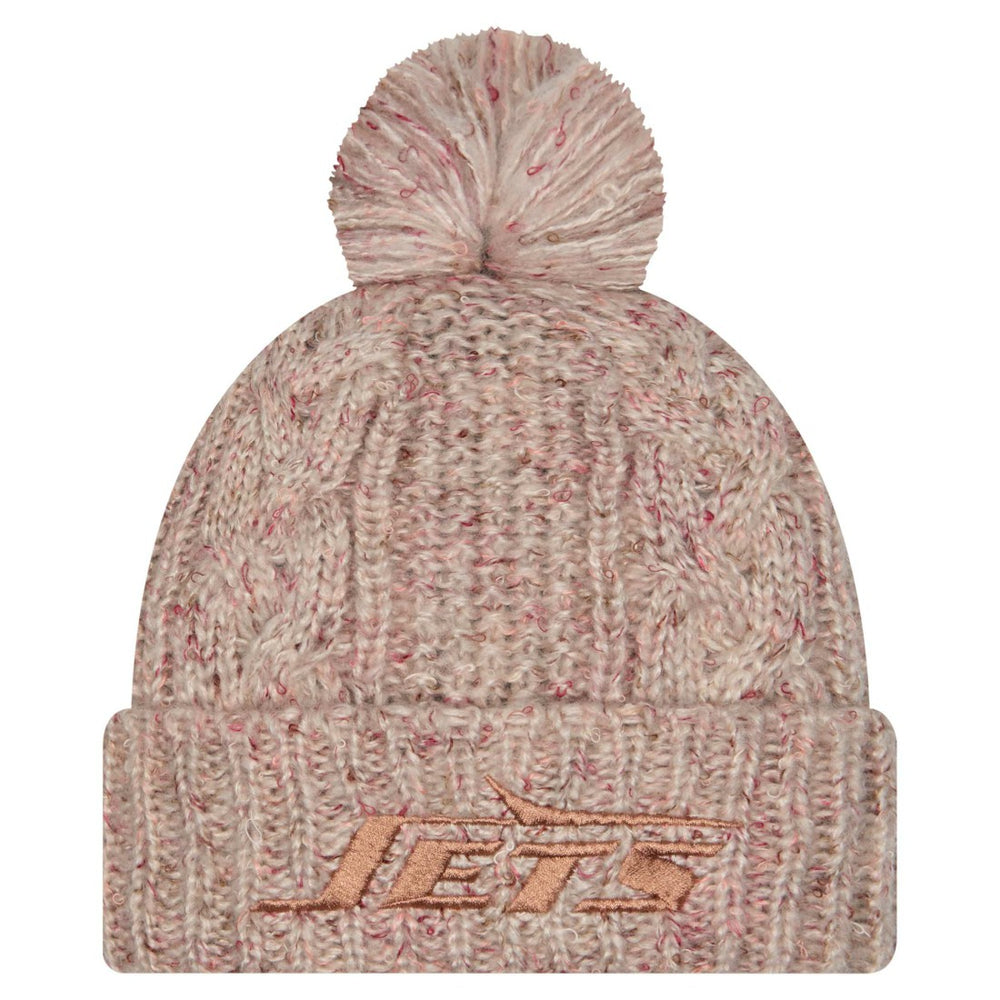 New York Jets New Era Women's Trendy Tone Cuffed Knit Hat with Pom - Stone - NFL