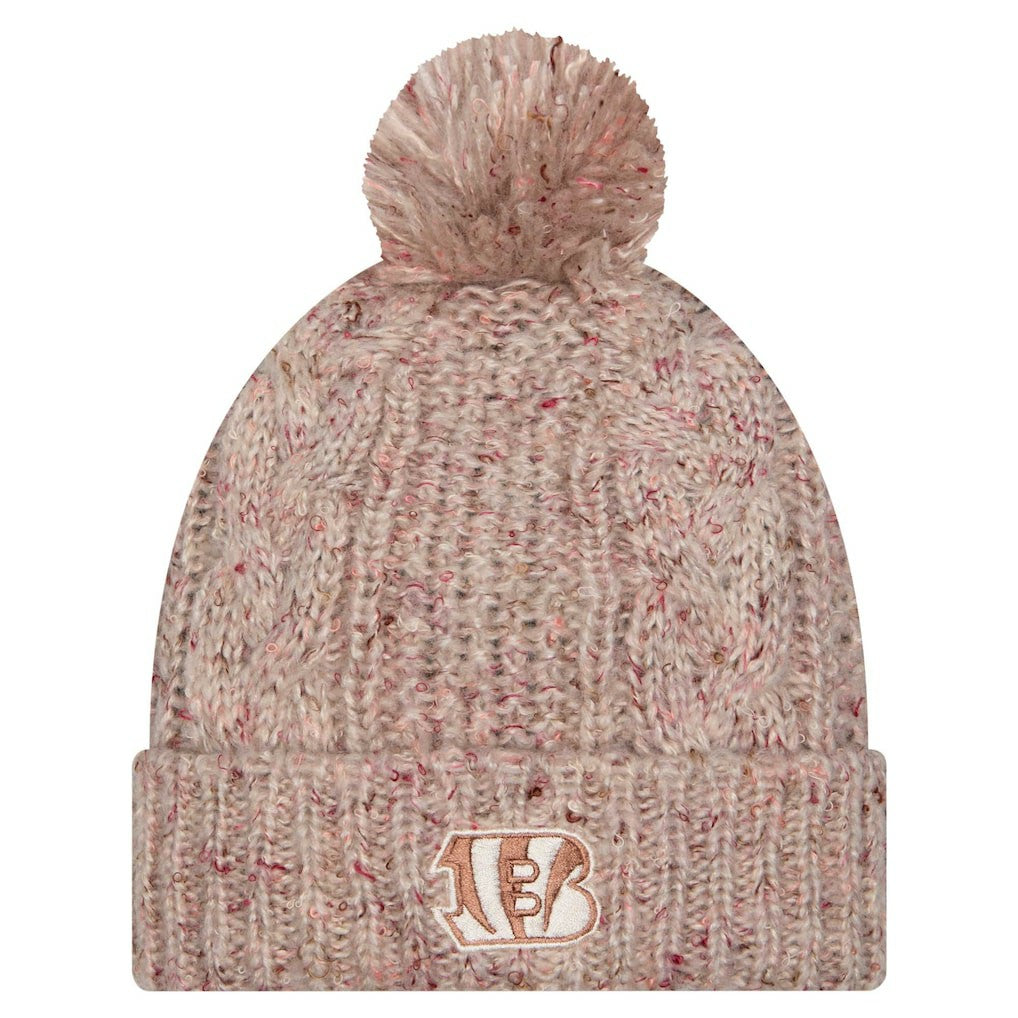 Cincinnati Bengals New Era Women's Trendy Tone Cuffed Knit Hat with Pom - Stone - NFL