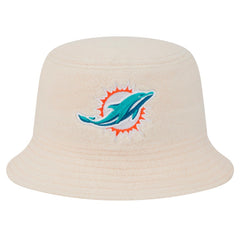 Miami Dolphins New Era Women's Cozy Sherpa Bucket Hat - Cream - NFL
