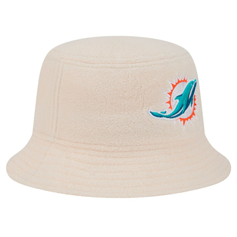 Miami Dolphins New Era Women's Cozy Sherpa Bucket Hat - Cream - NFL