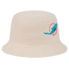 Miami Dolphins New Era Women's Cozy Sherpa Bucket Hat - Cream - NFL
