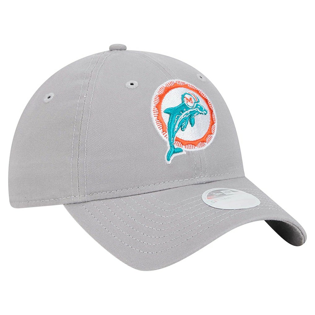 Miami Dolphins New Era Women's Throwback 9TWENTY Adjustable Hat - Gray - NFL