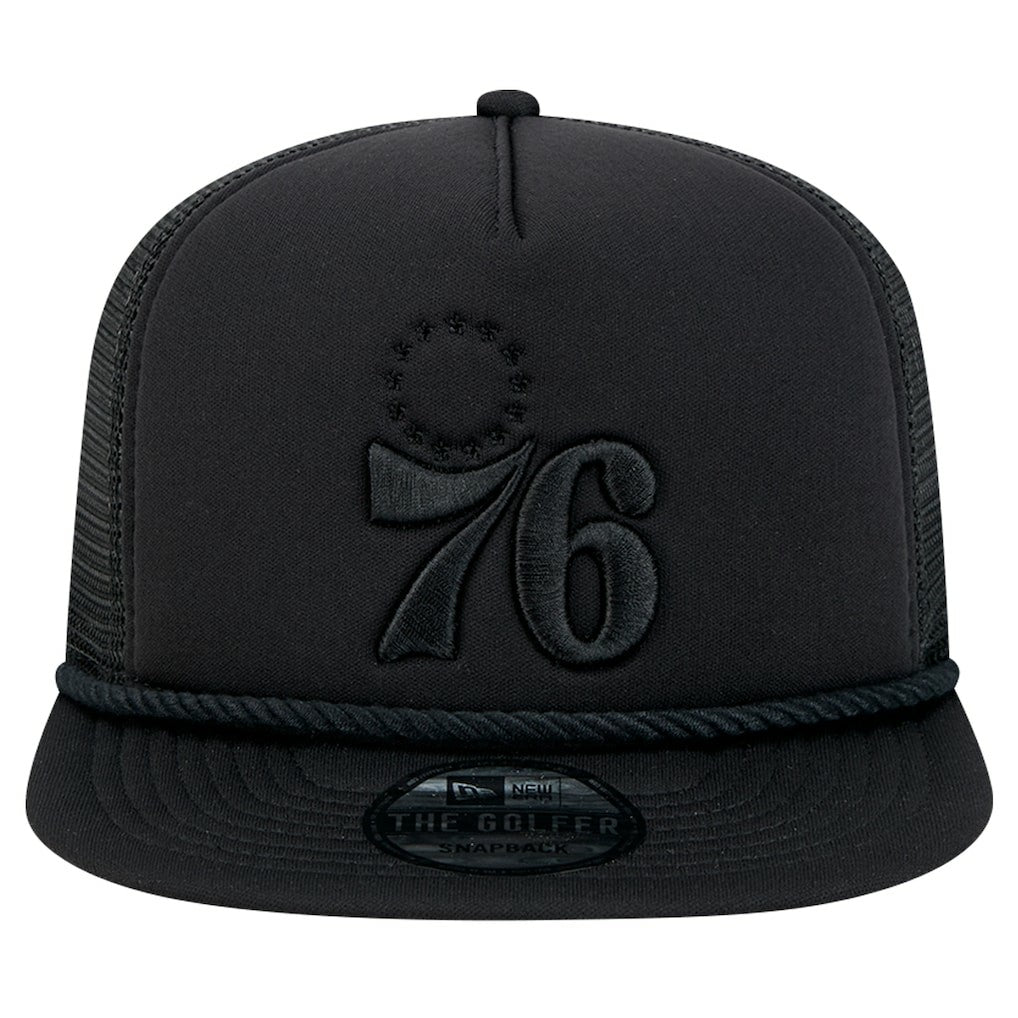 New Era Philadelphia 76ers Tone Foam Meshback Golfer Snapback Hat Black