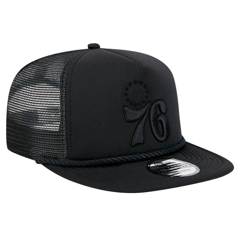 New Era Philadelphia 76ers Tone Foam Meshback Golfer Snapback Hat Black