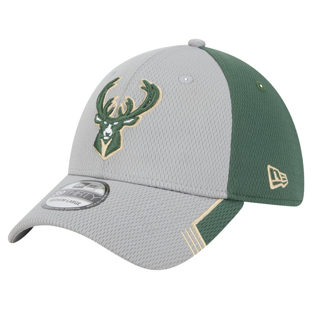 New Era Milwaukee Bucks Active Trim 39THIRTY Flex Hat Gray/Hunter Green