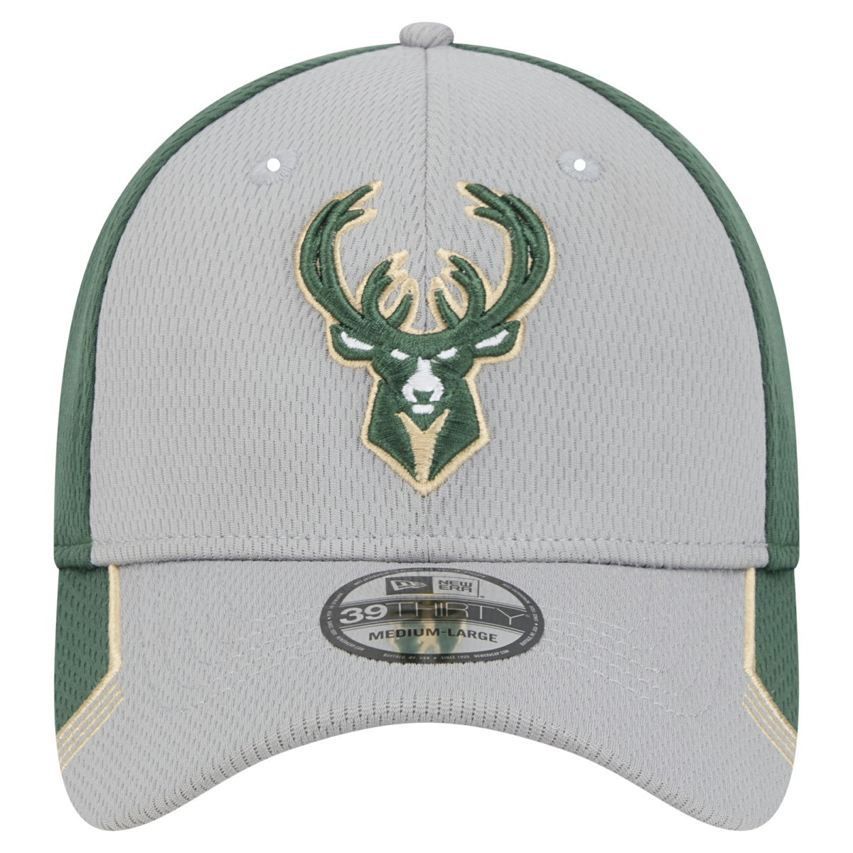 New Era Milwaukee Bucks Active Trim 39THIRTY Flex Hat Gray/Hunter Green