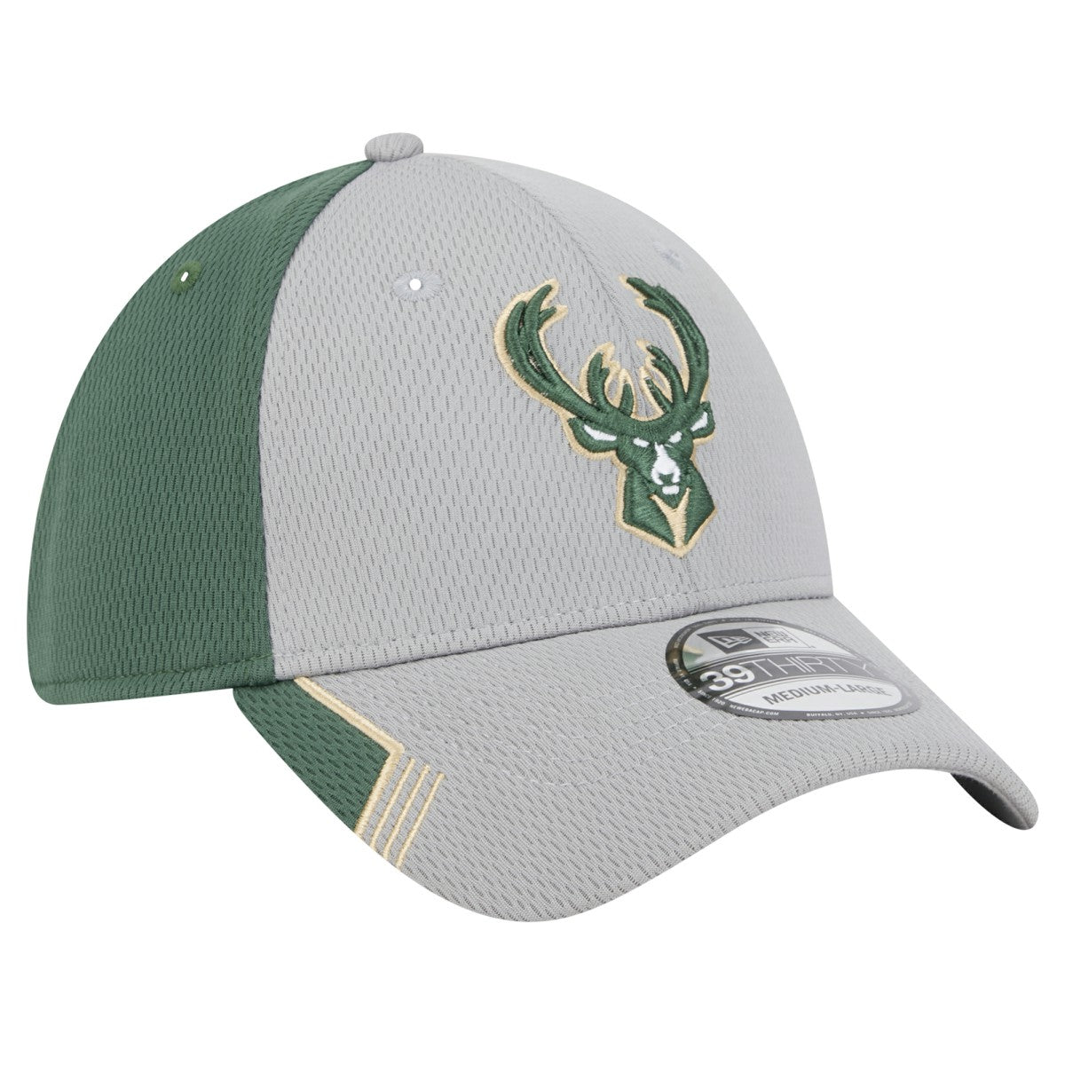 New Era Milwaukee Bucks Active Trim 39THIRTY Flex Hat Gray/Hunter Green