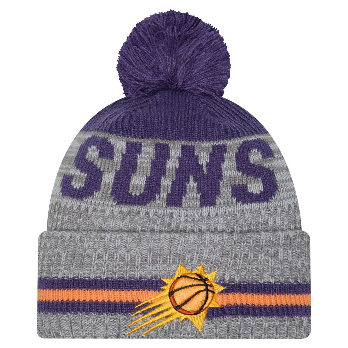 New Era Phoenix Suns Sport Night Runner Cuffed Knit Hat with Pom Gray