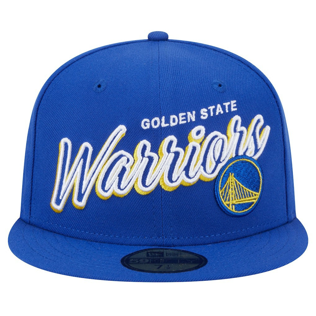 New Era Golden State Warriors Sport Night Script Sided 59FIFTY Fitted Hat Royal