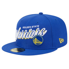 New Era Golden State Warriors Sport Night Script Sided 59FIFTY Fitted Hat Royal