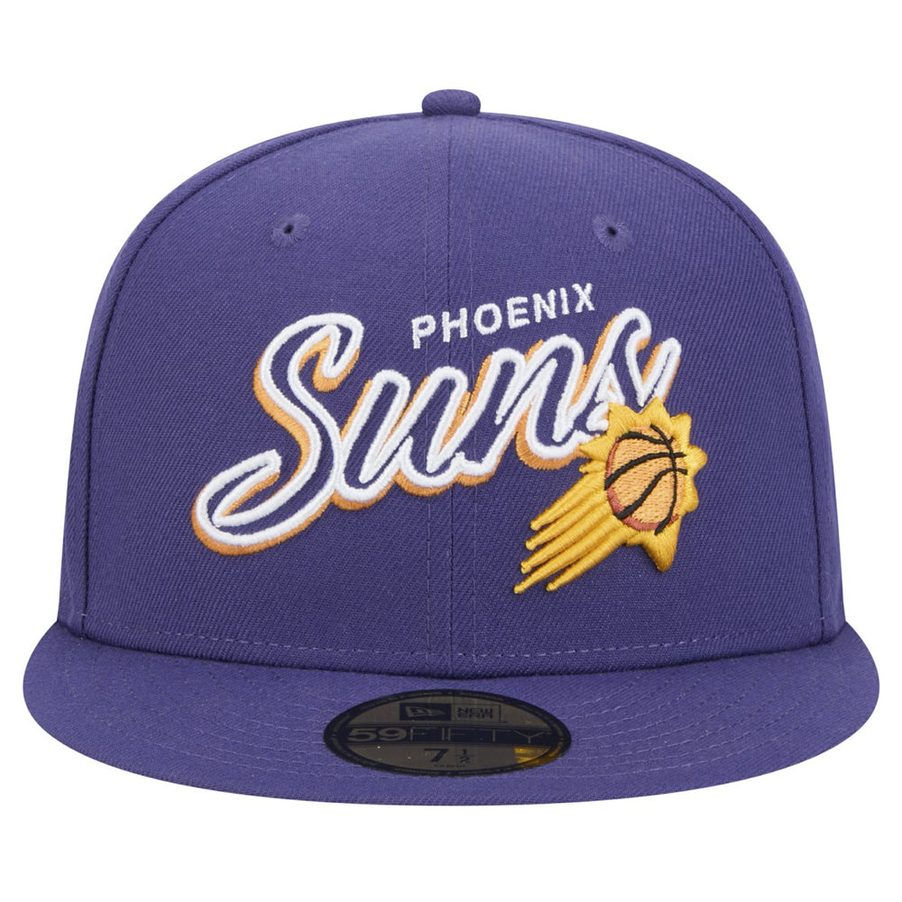New Era Phoenix Suns Sport Night Script Sided 59FIFTY Fitted Hat Purple