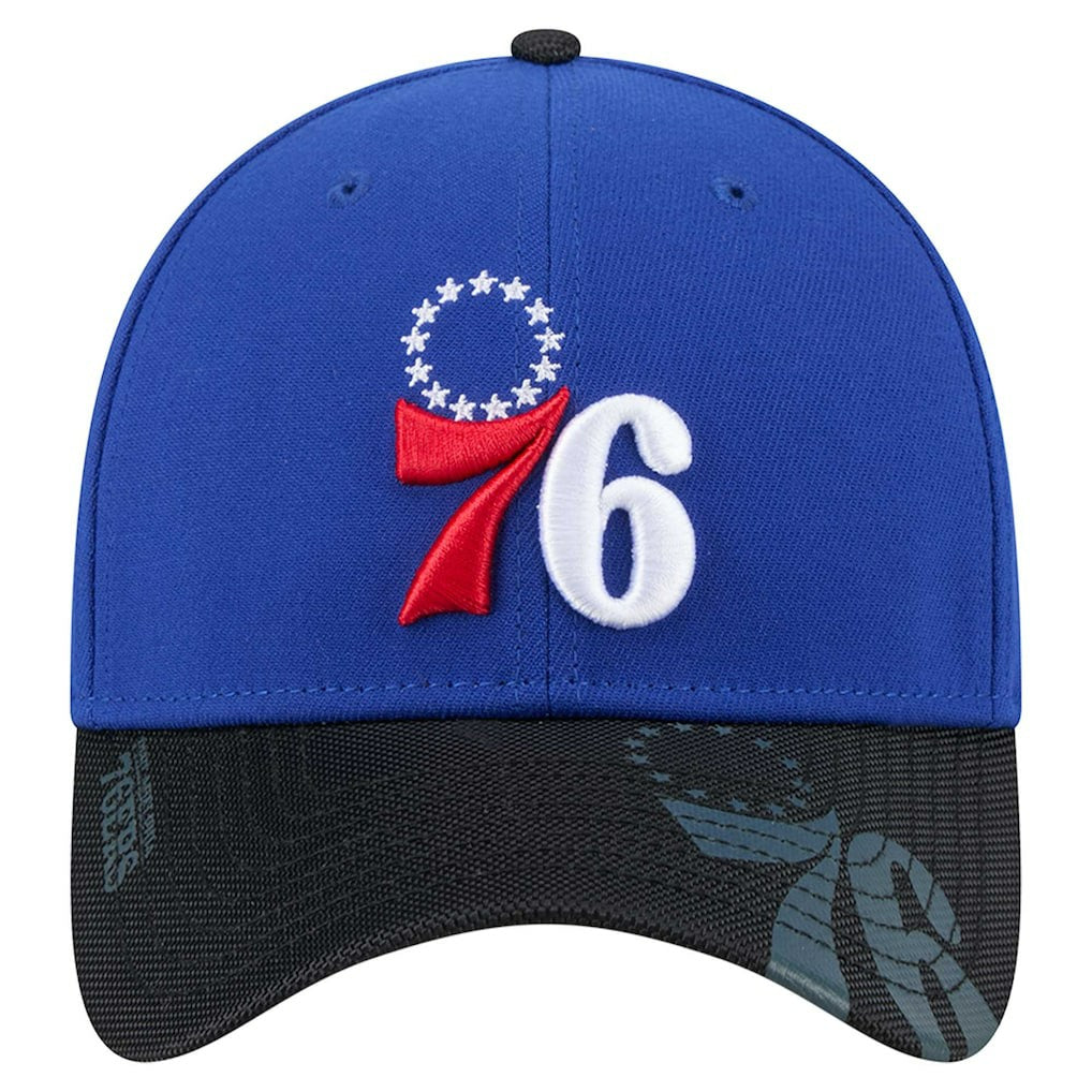 New Era Philadelphia 76ers Sport Night Visor Hit 39THIRTY Flex Hat Royal/Black