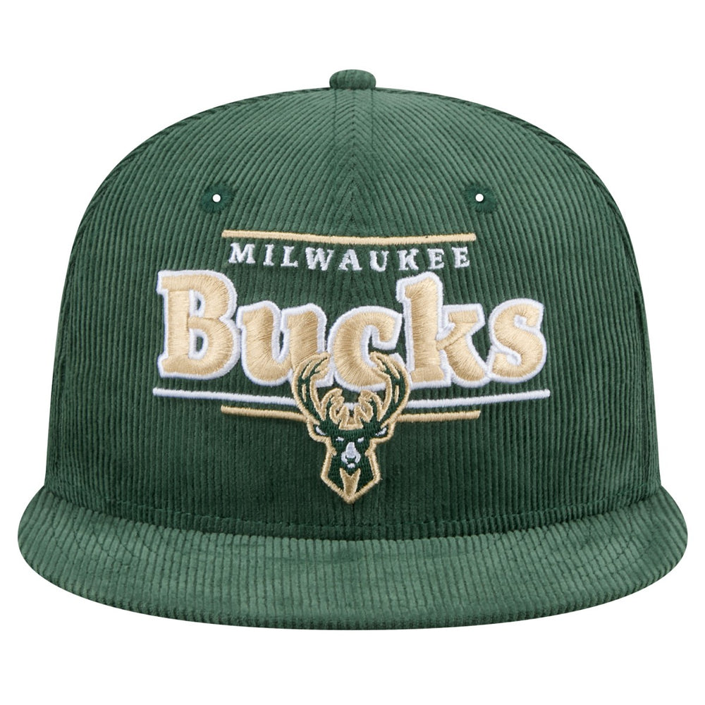 New Era Milwaukee Bucks Throwback Display Corduroy 9FIFTY Snapback Hat Hunter Green